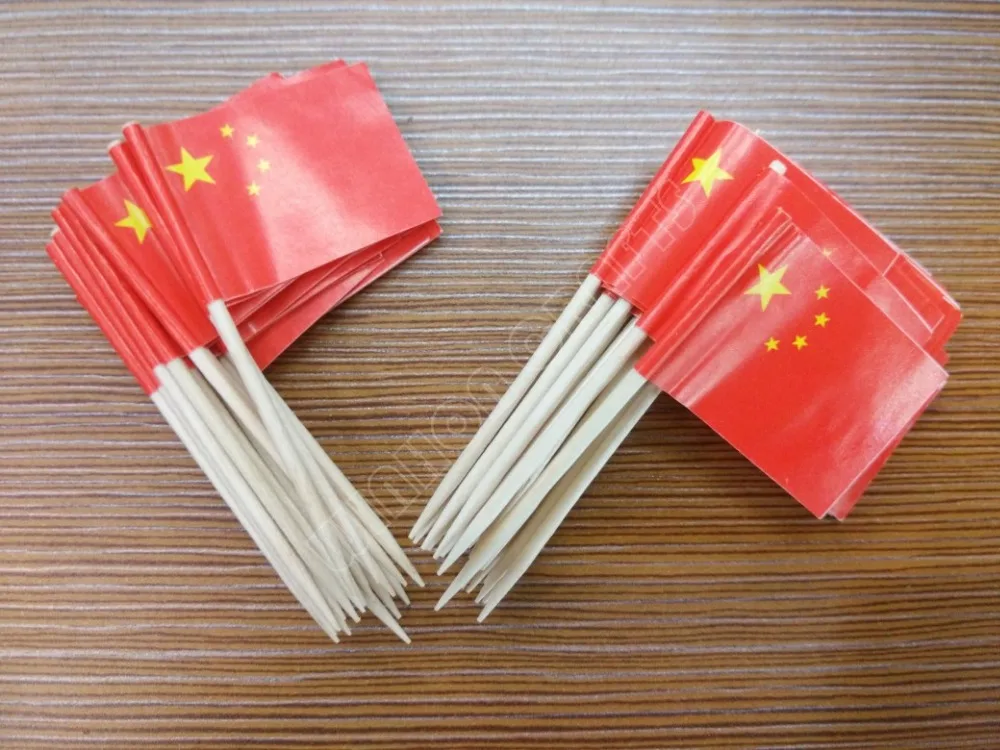 Китайские флаги для зубочисток 300 шт. бумажные пики еды пирожные зубочипсы кексов