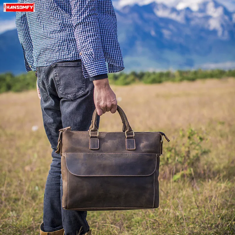 2019 Men's Genuine leather briefcases handbag crazy horse leather shoulder bag Cowhide business portable official computer bag
2019 Men's Genuine leather briefcases handbag crazy horse leather shoulder bag Cowhide business portable official computer bag
