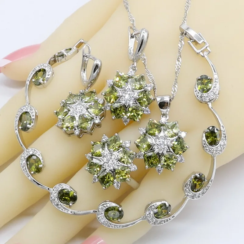 Olive Green Cubic Zirconia Silver Color Jewelry Sets For Women Earrings Bracelet Rings Necklace Pendant Wedding Gift
Olive Green Cubic Zirconia Silver Color Jewelry Sets For Women Earrings Bracelet Rings Necklace Pendant Wedding Gift