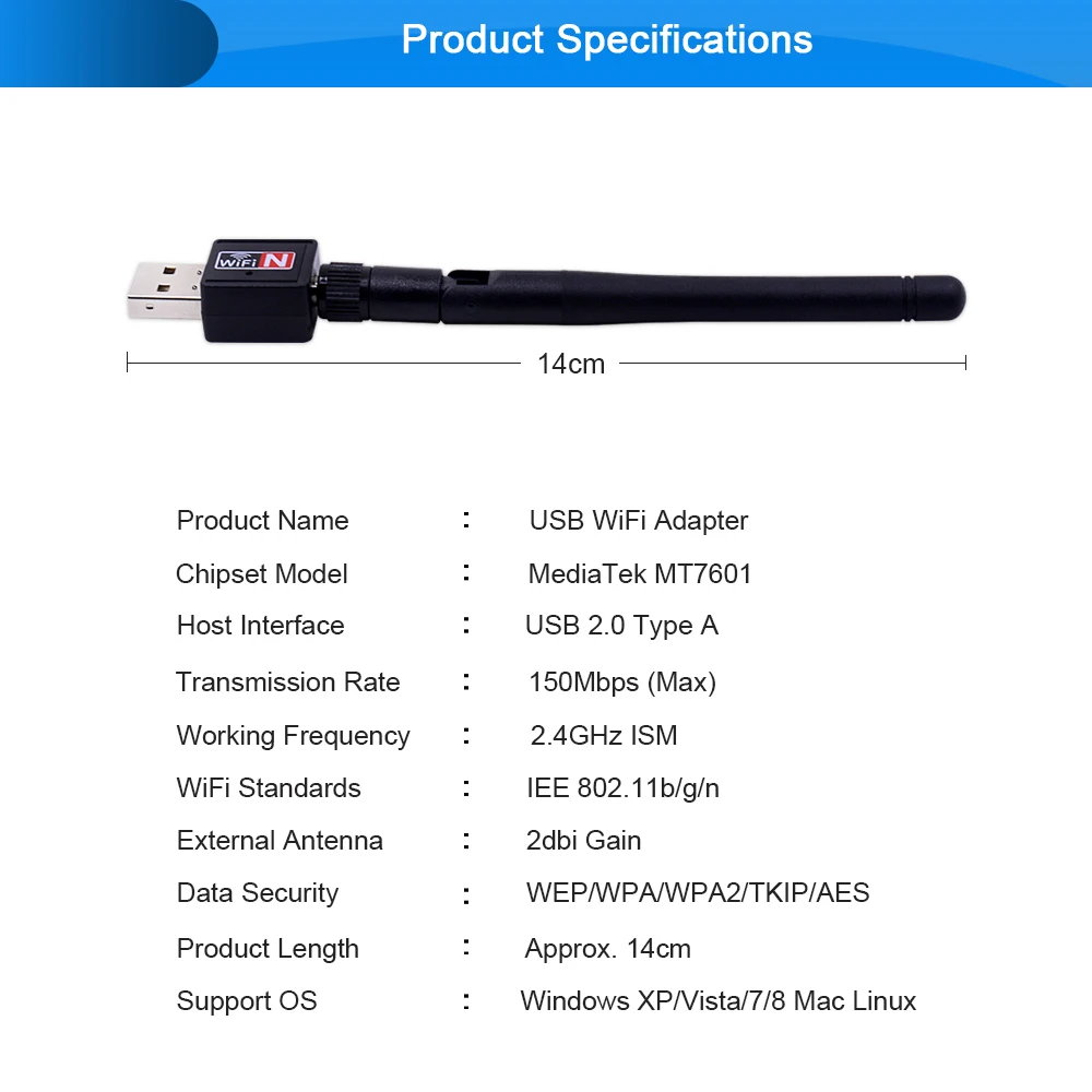 CHIPAL MINI Wireless USB WiFi Adapter Dongle Network LAN Card 802.11n/g/b Antenna wi-fi Wi-fi Receiver For Windows XP/7 | Компьютеры и