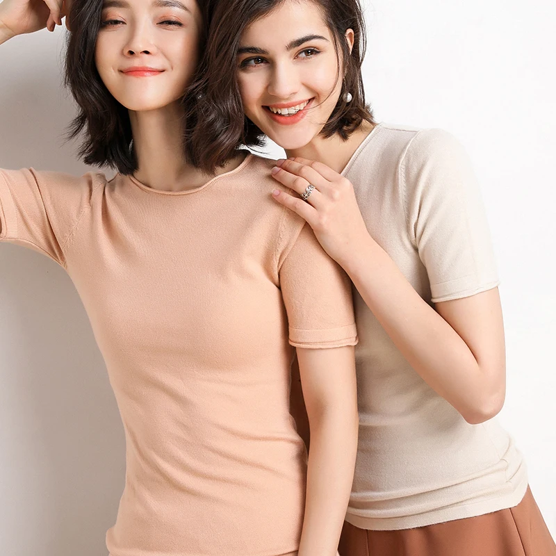 2019 new ice silk knitted short-sleeved women's short summer dress thin section bottoming shirt curling half sleeve
2019 new ice silk knitted short-sleeved women's short summer dress thin section bottoming shirt curling half sleeve
