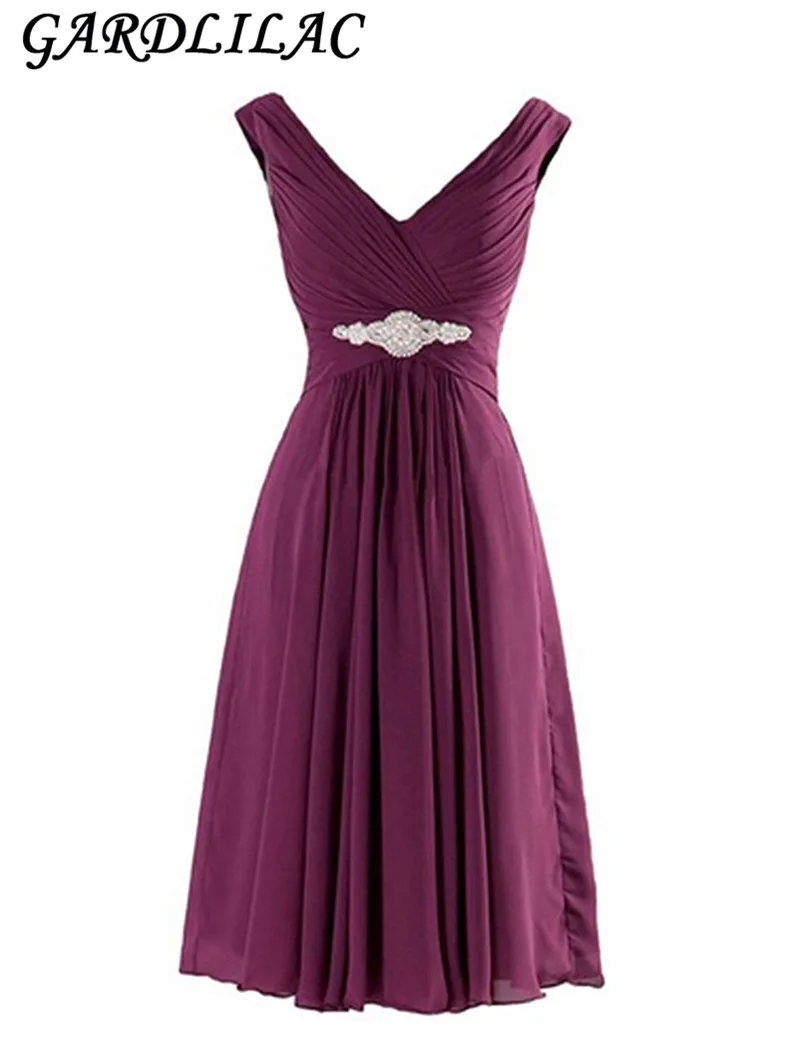 Gardlilac Cheap Bridesmaid Dress Short Formal Party Gowns V-neck Crystals Chiffon Bridesmaid Gown Robe De Soiree
Gardlilac Cheap Bridesmaid Dress Short Formal Party Gowns V-neck Crystals Chiffon Bridesmaid Gown Robe De Soiree