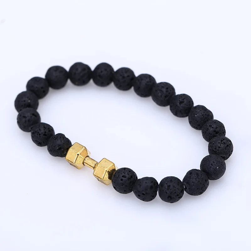 10pcs New male bracelet Natural Stone Alloy silver gold dumbbell 8mm beads with volcanic rock men Jewelry Lava Yoga Bracelets
10pcs New male bracelet Natural Stone Alloy silver gold dumbbell 8mm beads with volcanic rock men Jewelry Lava Yoga Bracelets