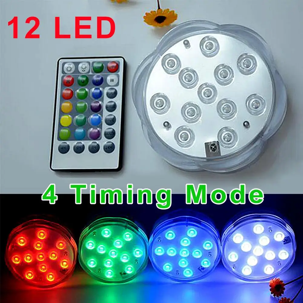 12 Led Remote Controlled RGB Submersible Light Battery Operated Underwater Night Lamp Outdoor Garden Party Decoration | Освещение
