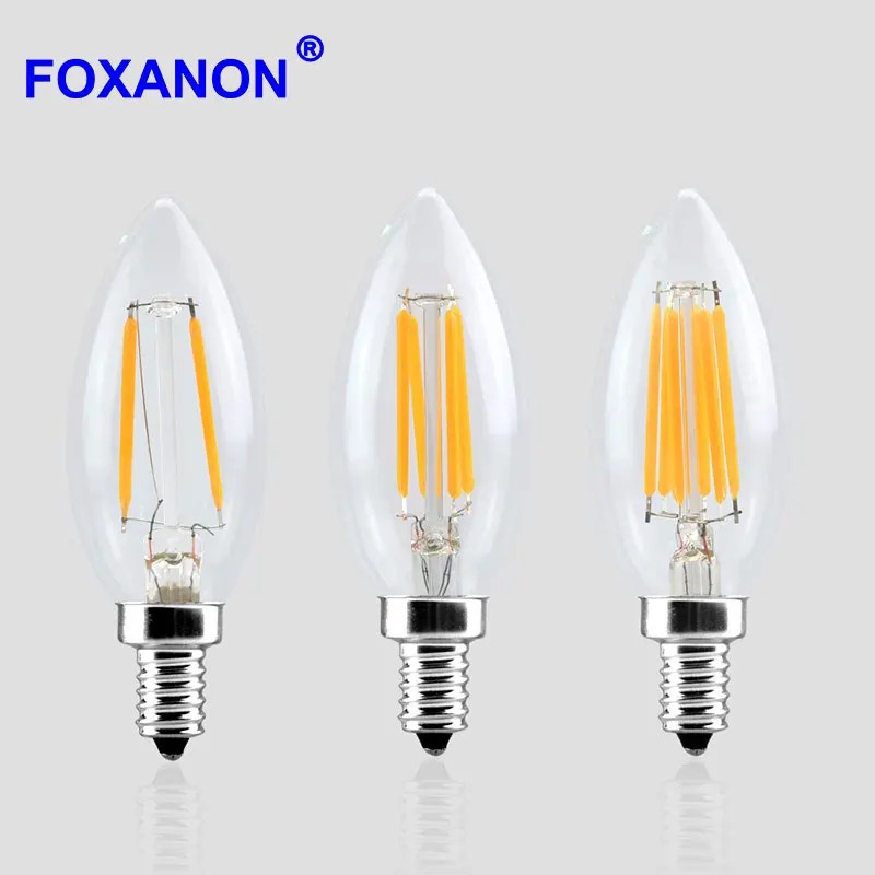 

Foxanon диммируемая Светодиодная лампа накаливания E14 2 Вт 4 Вт 6 Вт лампа свеча cob 2 4 6 светодиодов лампада светодиодные Ретро Хрустальные люстры ...