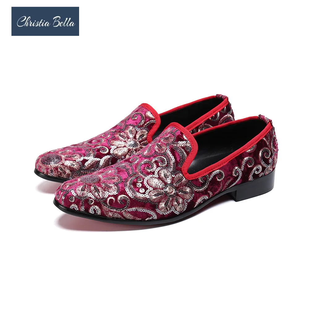 Christia Bella Vintage Designer Velvet Men Loafers Floral Embroidery Men's Party Dress Shoes Slip on Flats Prom Smoking Slippers
Christia Bella Vintage Designer Velvet Men Loafers Floral Embroidery Men's Party Dress Shoes Slip on Flats Prom Smoking Slippers