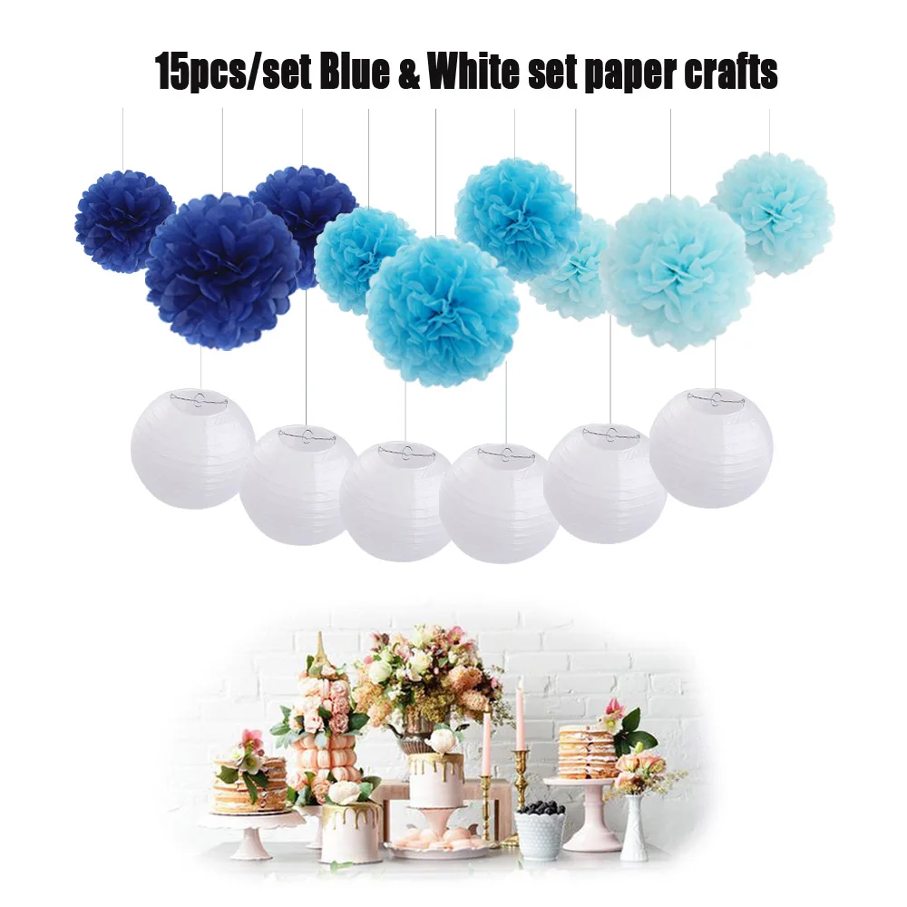 15pcs/Set Baby Baptism Party Decoration Mixed Blue/Yellow/Green Paper Pom Pom White Hanging Paper Ball Lantern For Kids Birthday
15pcs/Set Baby Baptism Party Decoration Mixed Blue/Yellow/Green Paper Pom Pom White Hanging Paper Ball Lantern For Kids Birthday