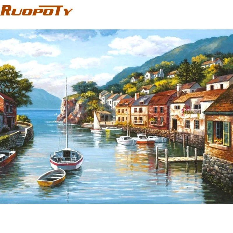 RUOPOTY Frame Harbor Town Landscape DIY Painting By Numbers Kits Coloring By Numbers Hand Painted For Home Wall Art Picture
RUOPOTY Frame Harbor Town Landscape DIY Painting By Numbers Kits Coloring By Numbers Hand Painted For Home Wall Art Picture