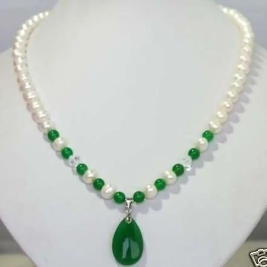 new Style Hot sale***17" White Freshwater Pearl & green stone Necklace Fashion Wedding Party Jewellery
new Style Hot sale***17" White Freshwater Pearl & green stone Necklace Fashion Wedding Party Jewellery