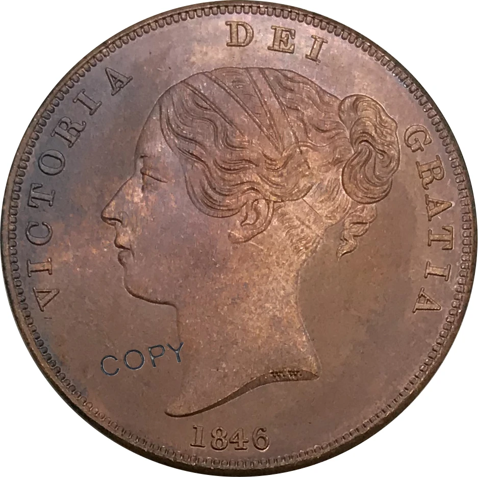 1846 United Kingdom 1 One Penny Victoria 1st portrait Red Copper collectibles Copy Coin
1846 United Kingdom 1 One Penny Victoria 1st portrait Red Copper collectibles Copy Coin