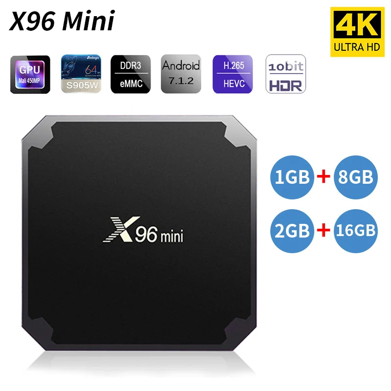 X96 Мини Смарт Android TV Box 7 1 OS ГБ/8 ГБ 2 ГБ/16 четырехъядерный процессор Amlogic S905W 4G 100