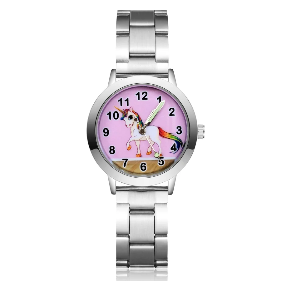 Cute Cartoon pretty Unicorn horse style Children's Watches Kids Student Girls boys Quartz Metal steel Wrist Watch JA132
Cute Cartoon pretty Unicorn horse style Children's Watches Kids Student Girls boys Quartz Metal steel Wrist Watch JA132