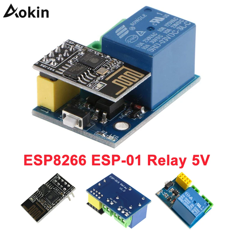Модуль реле Aokin ESP8266 5 В Wi Fi с пультом дистанционного управления для телефона