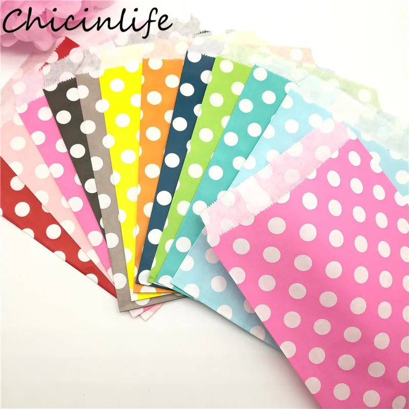 Chicinlife 25 шт./лот крафт бумажные мешки в горошек конфеты печенье попкорн еда