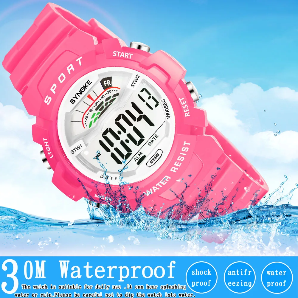 SYNOKE Watches Children Sports Watch 3Bar Waterproof Shock LED Alarm Electronic Clock Boy Girl Digital For Kids relojes Gift New
SYNOKE Watches Children Sports Watch 3Bar Waterproof Shock LED Alarm Electronic Clock Boy Girl Digital For Kids relojes Gift New
