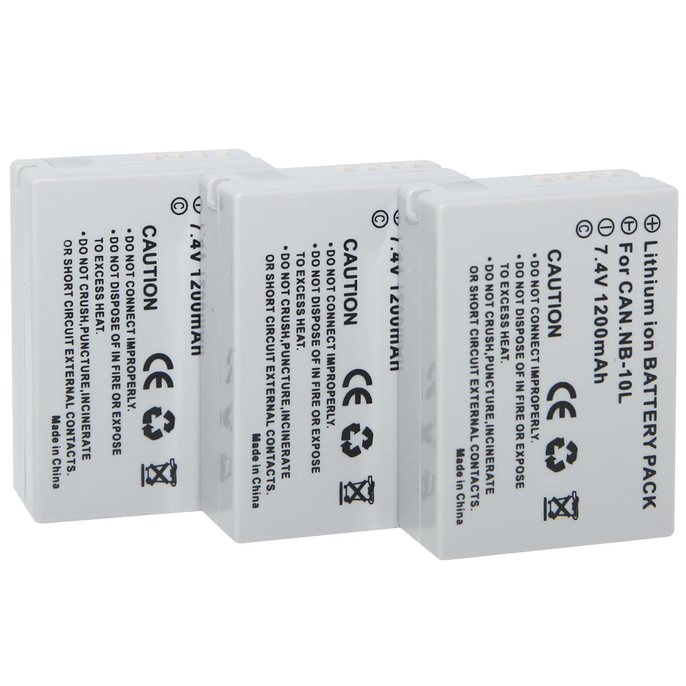 3pcs/lot 7.4V 1200mAh Digital Camera Battery Pack NB-10L NB10L For Canon G1X G15 G16 SX40HS SX50HS SX60HS SX40 SX50 HS Cameras
3pcs/lot 7.4V 1200mAh Digital Camera Battery Pack NB-10L NB10L For Canon G1X G15 G16 SX40HS SX50HS SX60HS SX40 SX50 HS Cameras