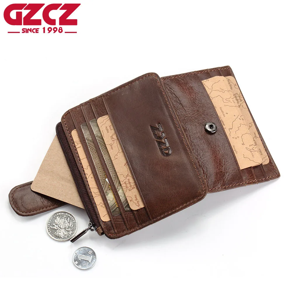 Genuine Leather Credit Card Holder Coin Pocket Purse Men Wallet Hasp Zipper Design Female Women Fashion Mini Money | Багаж и сумки