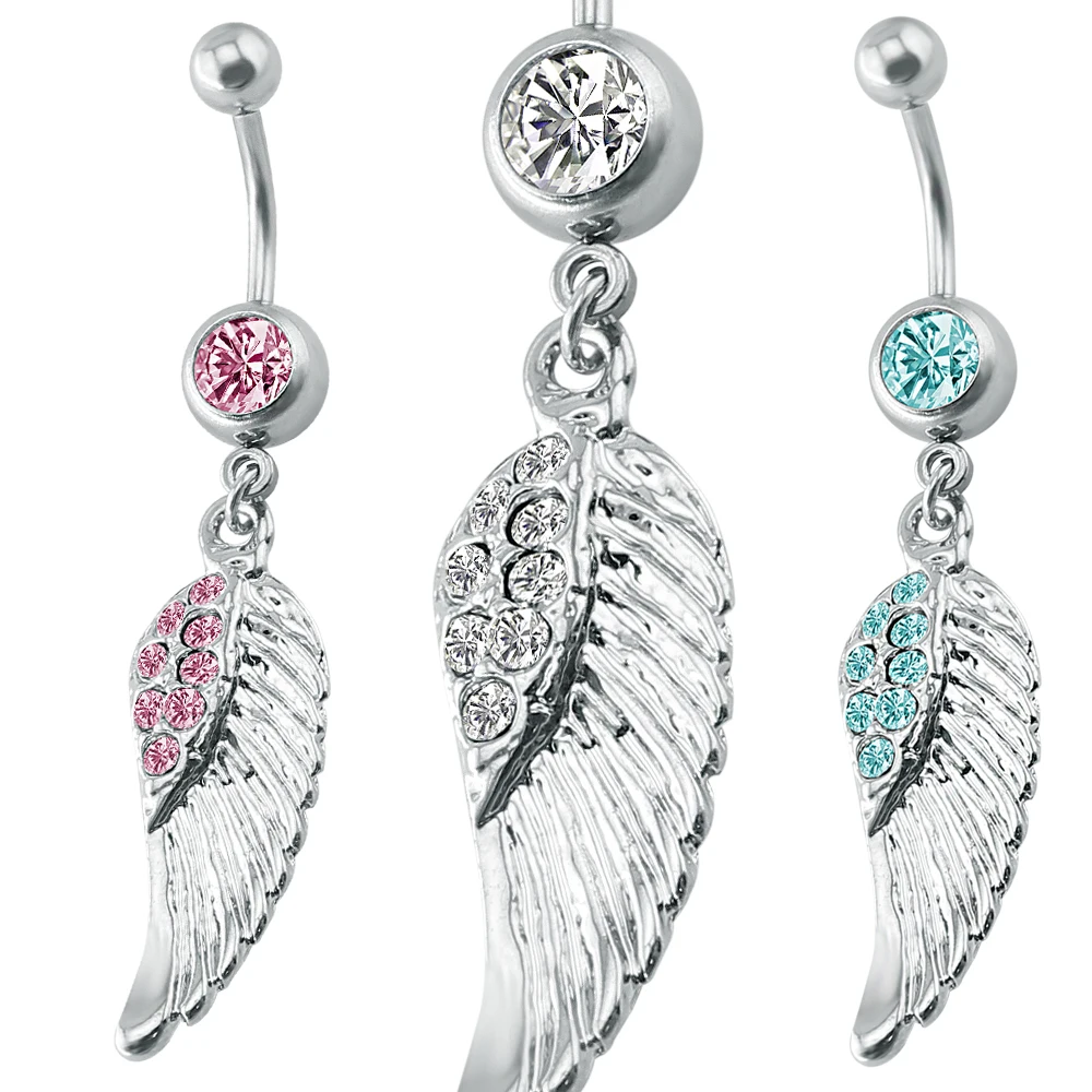 Belly Navel Ring 316L Stainless Steel Navel Bar Angel Wing Crystal Navel Ring Percing Nombril Belly Piercing Belly Rings
Belly Navel Ring 316L Stainless Steel Navel Bar Angel Wing Crystal Navel Ring Percing Nombril Belly Piercing Belly Rings