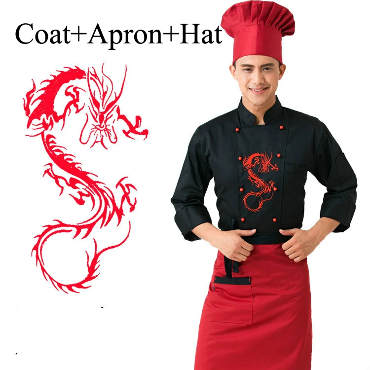 Long Sleeve Hotel Chef Uniform With Apron hat Women Restaurant Kitchen Cooking Wear Black Dragon Cook ClothesMen Chef Clothing 8
Long Sleeve Hotel Chef Uniform With Apron hat Women Restaurant Kitchen Cooking Wear Black Dragon Cook ClothesMen Chef Clothing 8