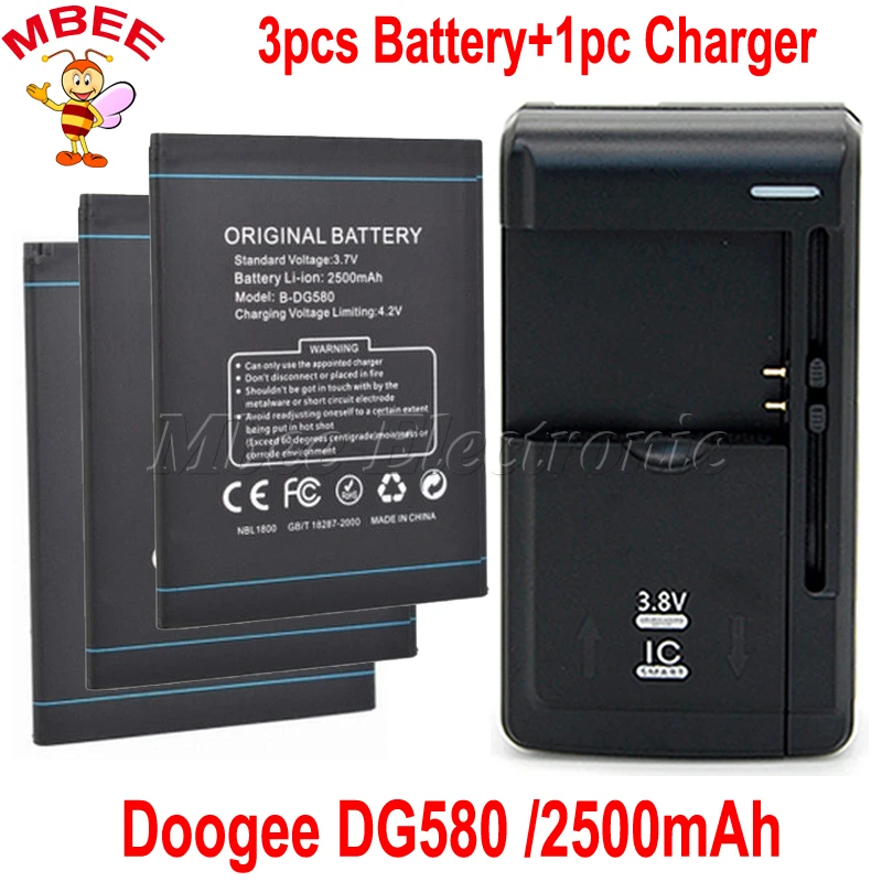 1 партия = 1 шт. Универсальное зарядное устройство + 3 шт. батарей DOOGEE DG580, оригинальный литий-ионный аккумулятор 2500 мАч
1 партия = 1 шт. Универсальное зарядное устройство + 3 шт. батарей DOOGEE DG580, оригинальный литий-ионный аккумулятор 2500 мАч