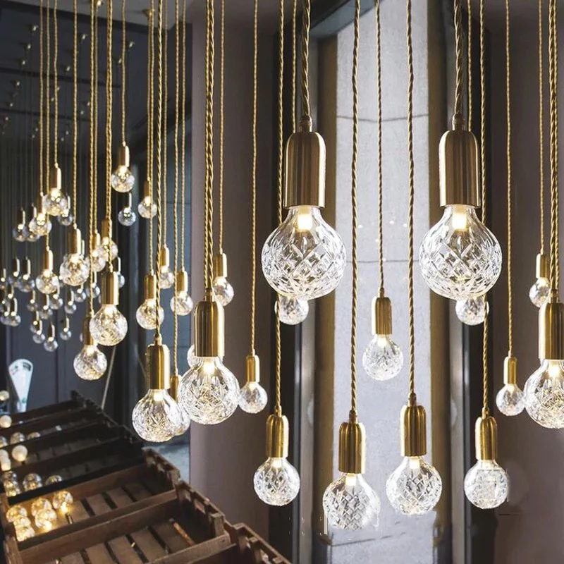 Nordic Crystal Glass LED Pendant Light Fixture Copper Commercial lamp Restaurant Window Clothes Shop Cafe Club Home led lighting
Nordic Crystal Glass LED Pendant Light Fixture Copper Commercial lamp Restaurant Window Clothes Shop Cafe Club Home led lighting