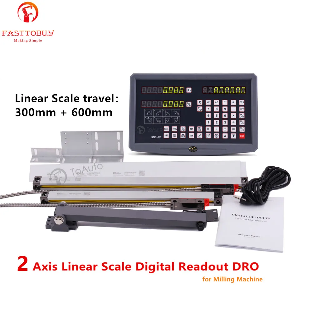 300mm + 600mm 2 Axis Linear Scale Kits Encoder 1+ 10/240VAC Digital Readout DRO For Milling Machine | Инструменты