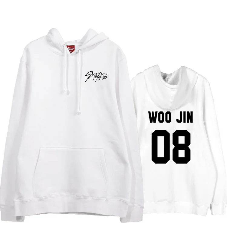 

Kpop straykids logo and member name printing pullover black/white hoodies unisex fleece loose sweatshirt for autumn winter