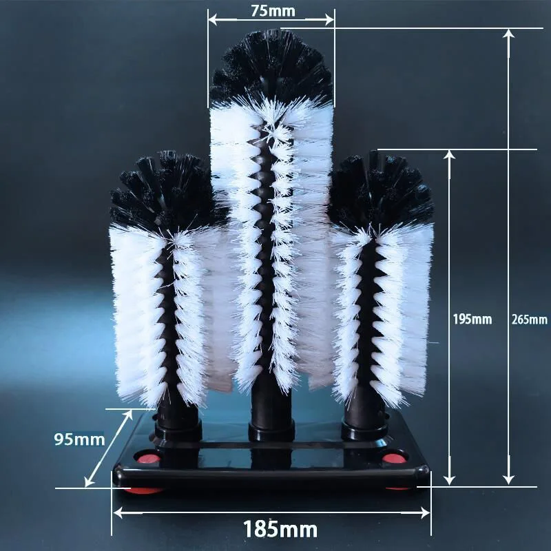 Glass Cup Washer Brush Cleaner Household 3-head Suction Cup Cleaning Brush TT-best