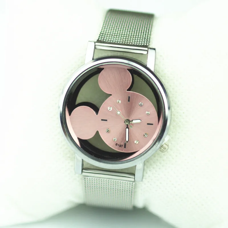 Zegarki Damskie New Fashion Mickey Women Watch Silver Metal Mesh Stainless Steel Transparent hollow Cartoon Quartz watches H
Zegarki Damskie New Fashion Mickey Women Watch Silver Metal Mesh Stainless Steel Transparent hollow Cartoon Quartz watches H
