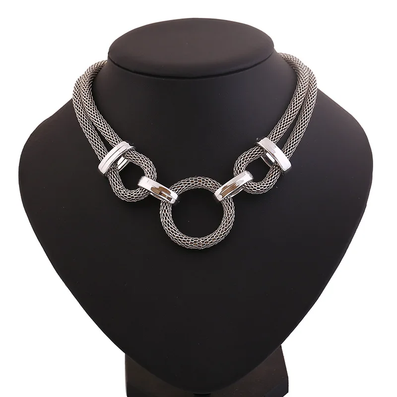 

LZHLQ Geometry Mesh Chain Choker Statement Necklace Women Zinc Alloy Clavicle Collar Necklaces Pendants Trendy Collares Collier