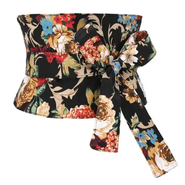 Женский подиумный пояс с бантом винтажный корсет цветочным принтом декоративный