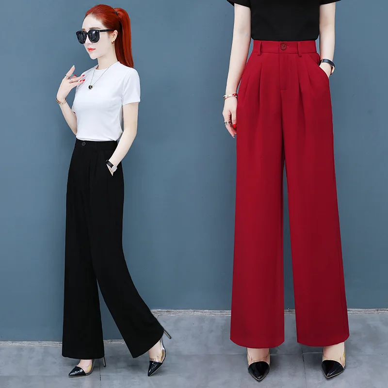 Women's trousers new 2019 fashion wide-leg pants solid color high waist loose autumn and winter wear trousers
Women's trousers new 2019 fashion wide-leg pants solid color high waist loose autumn and winter wear trousers