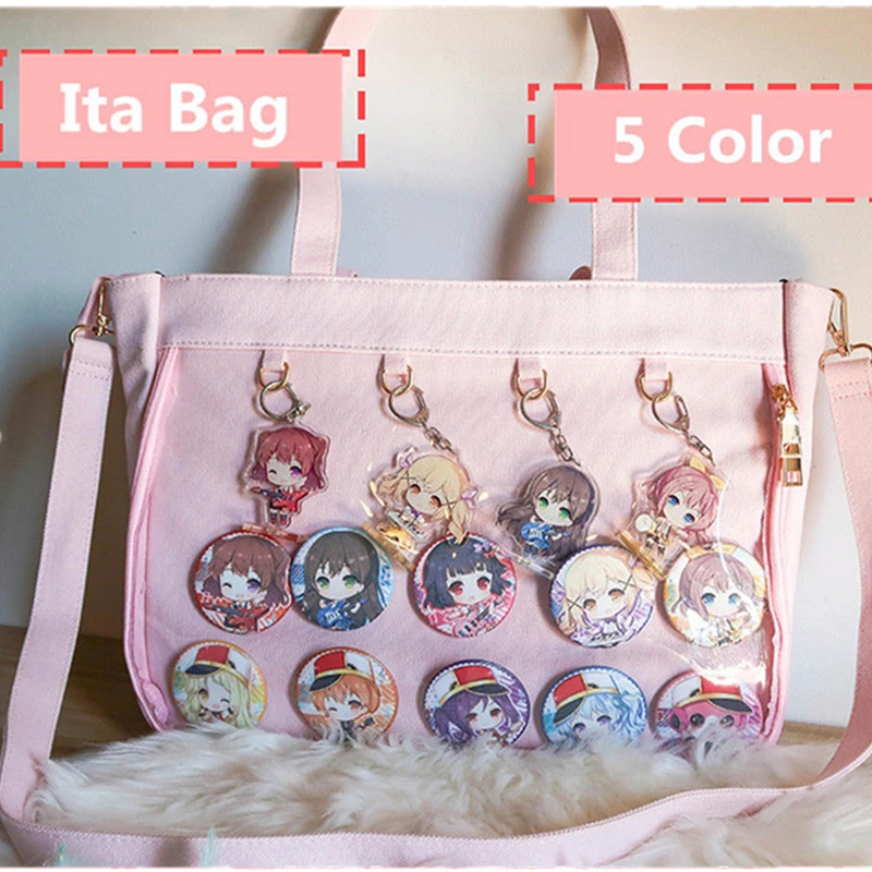 Японская прозрачная сумка через плечо Lolita холщовая односторонняя для Dango Badge Show Ita