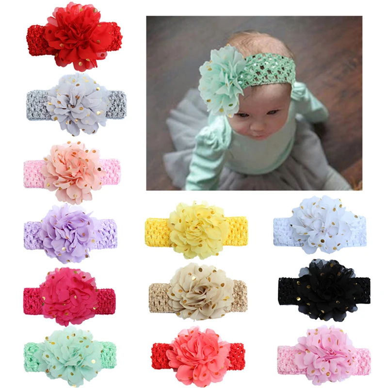 Эластичная широкая Детская повязка на голову с блестками 12 цветов аксессуары для