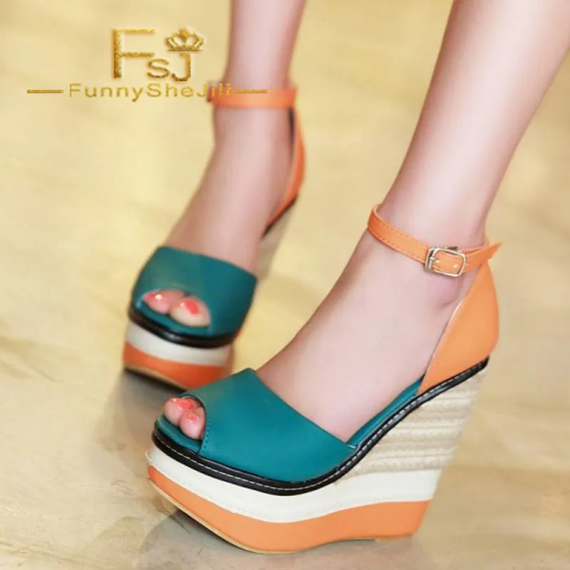 FSJ Orange and Green Peep Toe Platform High Wedge Heel Women Sandals Fashion Mix Colors Ankle Strap Cover Heel Shoes 2022 Summer
FSJ Orange and Green Peep Toe Platform High Wedge Heel Women Sandals Fashion Mix Colors Ankle Strap Cover Heel Shoes 2022 Summer
