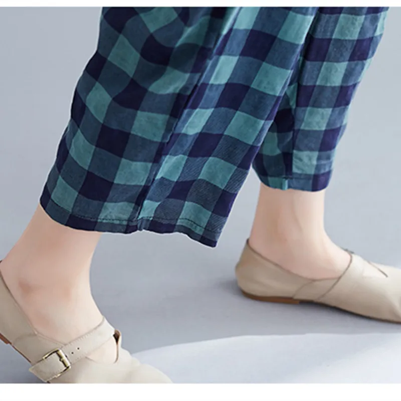 Johnature 2021 Summer Casual Cotton Linen Plaid New Large Size Comfortable Two Piece Set Sleeveless Tops Ankle-length Pants Sets
Johnature 2021 Summer Casual Cotton Linen Plaid New Large Size Comfortable Two Piece Set Sleeveless Tops Ankle-length Pants Sets