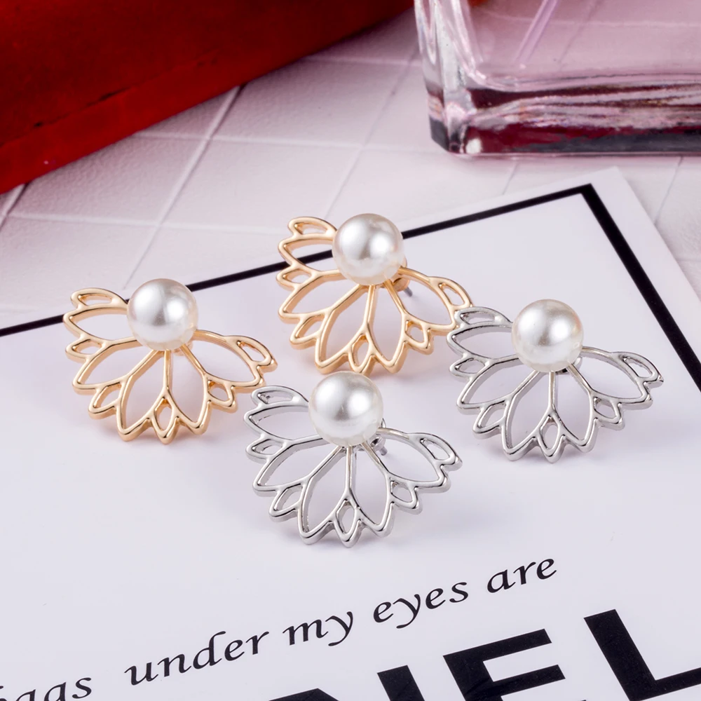 IPARAM 2020 Lotus pearl Jacket Flower Stud Earrings For Women fashion Jewelry Double Sided Gold Silver Plated earrings
IPARAM 2020 Lotus pearl Jacket Flower Stud Earrings For Women fashion Jewelry Double Sided Gold Silver Plated earrings