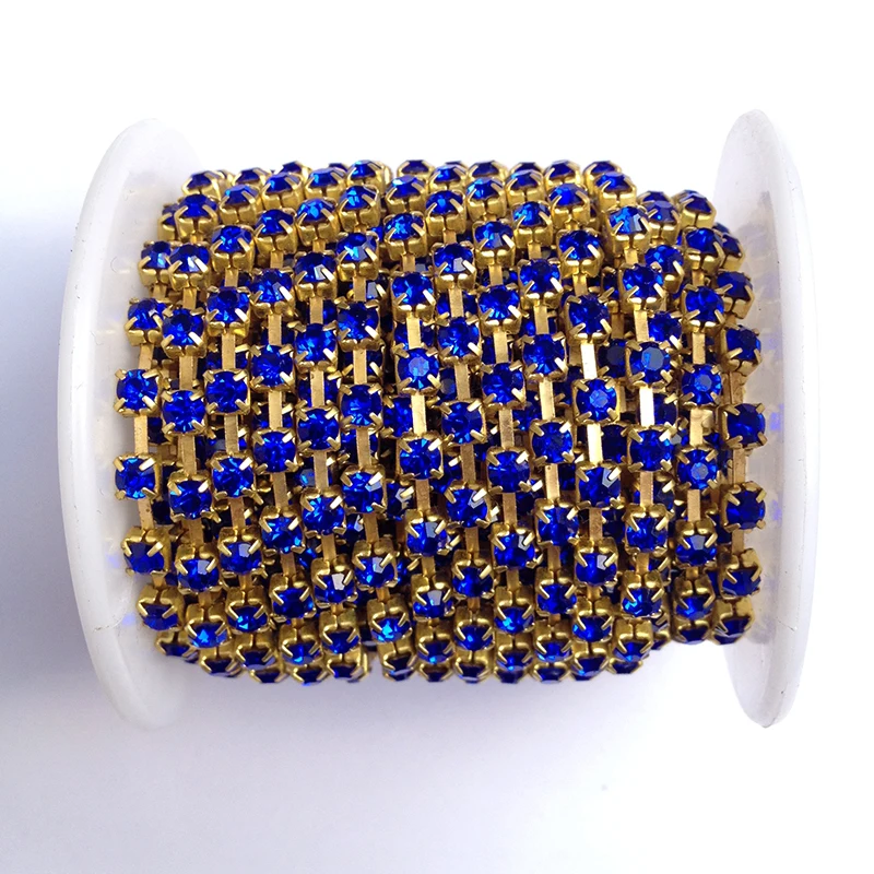 Sew on Crystal Rhinestones Chain SS6 to SS38 10 yards/roll Gold Base Sapphire Rhinestone Chain
Sew on Crystal Rhinestones Chain SS6 to SS38 10 yards/roll Gold Base Sapphire Rhinestone Chain