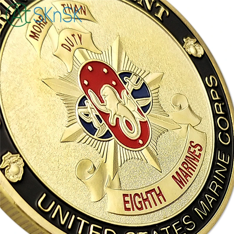 Wholesale 50/100pcs/lot United States Gold plated Marine Corps 8TH Marine Regiment Challenge Coin Army USMC Coins
Wholesale 50/100pcs/lot United States Gold plated Marine Corps 8TH Marine Regiment Challenge Coin Army USMC Coins