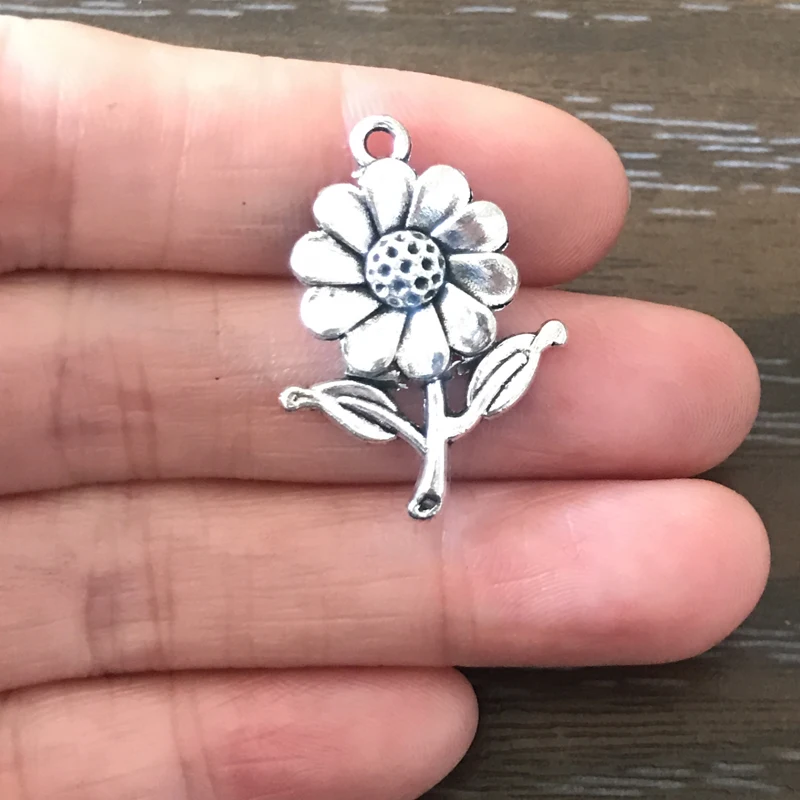 

12PCS DIY Jewelry Making Daisy Flower Charms Zinc Alloyd Pendant for Charm Bracelets Necklace Earrings Zipper Pulls Book Marks
