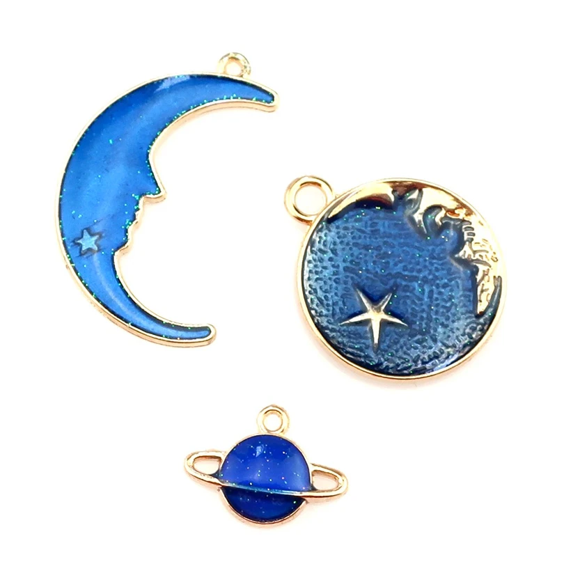 6X Blue Enamel Metal Moon Star Universe KC Gold Color Charms Girls Women DIY Necklace Pendant Jewelry Accessory Findings
6X Blue Enamel Metal Moon Star Universe KC Gold Color Charms Girls Women DIY Necklace Pendant Jewelry Accessory Findings