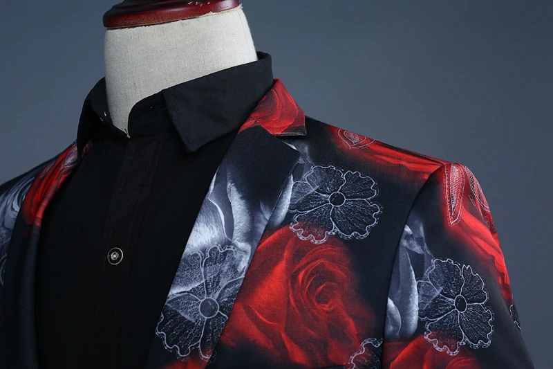 Blue Rose Floral Print Suit (Jacket+Pants) Fancy Notched Lapel Mens Dress Suits Wedding Grooms Singer Costumes Wear Coats Homre
Blue Rose Floral Print Suit (Jacket+Pants) Fancy Notched Lapel Mens Dress Suits Wedding Grooms Singer Costumes Wear Coats Homre