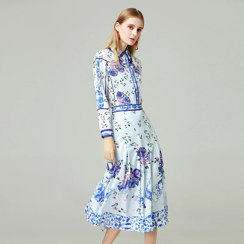 2018 Autumn Latest Fashion Suit Sets 2 Piece Turn-down Collar Full Sleeve Top + Knee-Length Skirt Flower Print Suit Women
2018 Autumn Latest Fashion Suit Sets 2 Piece Turn-down Collar Full Sleeve Top + Knee-Length Skirt Flower Print Suit Women