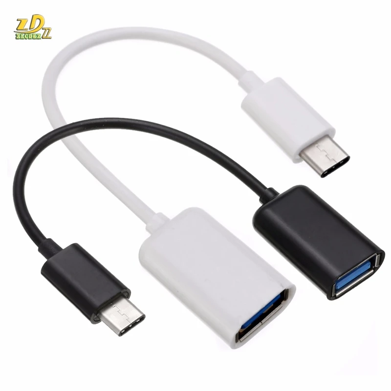 

100 шт./лот новый тип C OTG короткий кабель адаптер USB 3,1 Type-C папа к USB Женский OTG кабель для передачи данных Шнур адаптер белый/черный дешево