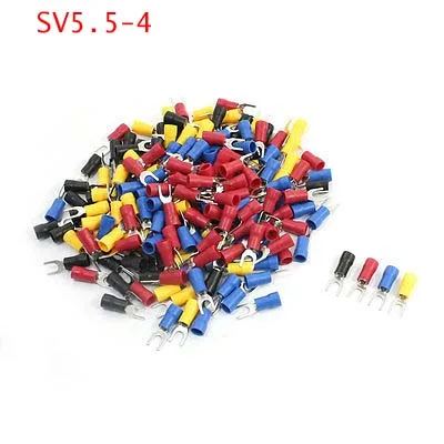 

100 шт SV5.5-4 красный/желтый/синий/черный/зеленый предварительно изолированные втулки типа вилки Клеммы для AWG 12-10