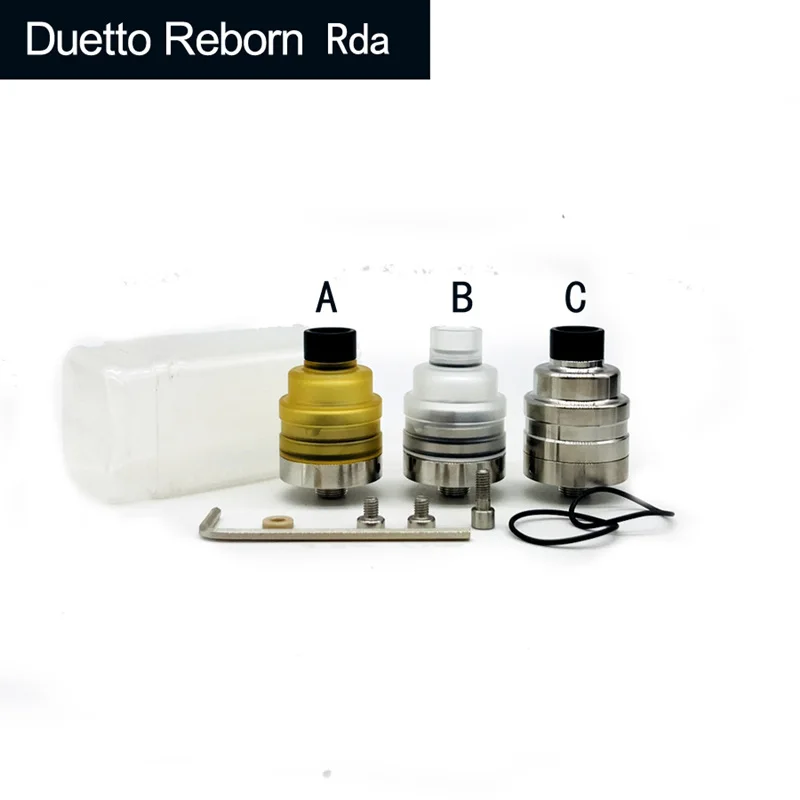 New Duetto Reborn 316 Stainless RDA tank Rebuildable Dripper Tank Atomizer Compatible with 810 & 510 Drip Tip vape e-Cigarette
New Duetto Reborn 316 Stainless RDA tank Rebuildable Dripper Tank Atomizer Compatible with 810 & 510 Drip Tip vape e-Cigarette