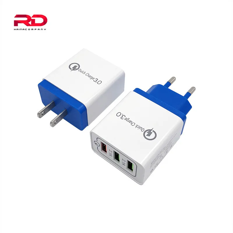 Портативное зарядное устройство 3 порта быстрое 30 Вт USB QC 0 для iPhone iPad Samsung Huawei