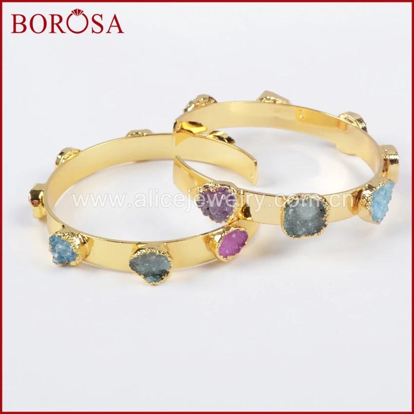 BOROSA 1Piece Rainbow Agates Druzy Bangle Colorful 7 Stones Crystal Drusy Bracelet High Quality Druzy Bangle for Women G1098
BOROSA 1Piece Rainbow Agates Druzy Bangle Colorful 7 Stones Crystal Drusy Bracelet High Quality Druzy Bangle for Women G1098