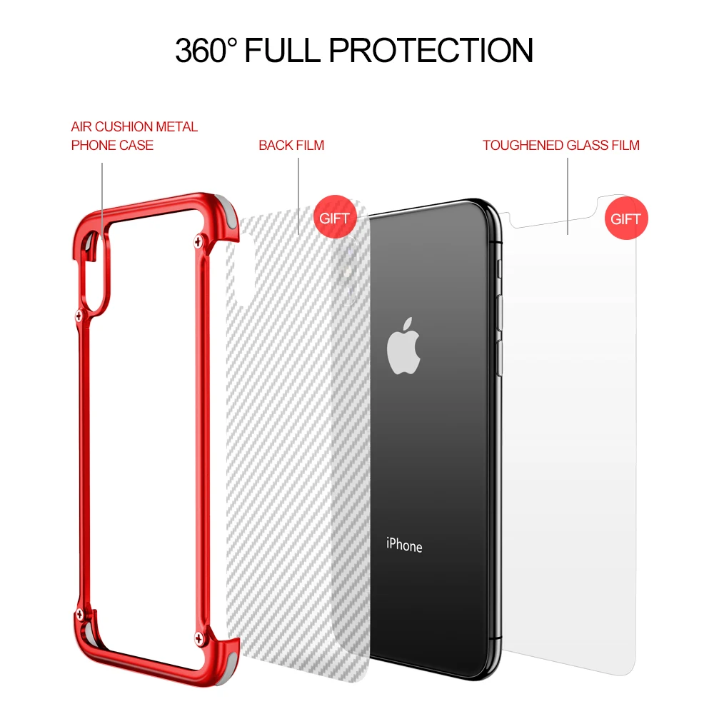 OATSBASF Suitable for iPhone X Airbag Metal Shell Bumper Protective Case Anti-fall Metal Frame Phone Cover
OATSBASF Suitable for iPhone X Airbag Metal Shell Bumper Protective Case Anti-fall Metal Frame Phone Cover