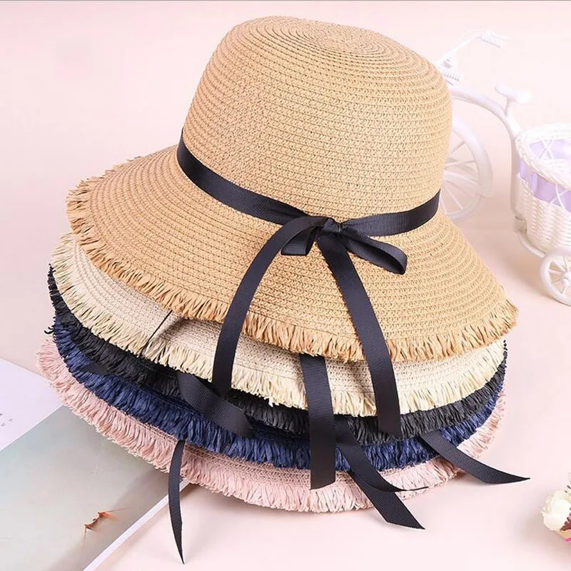 Women Summer Beach Hats Wave Edge Sunshade Ladies Straw Hat Sombreros Mujer Sunhats With Ribbon Bow
Women Summer Beach Hats Wave Edge Sunshade Ladies Straw Hat Sombreros Mujer Sunhats With Ribbon Bow